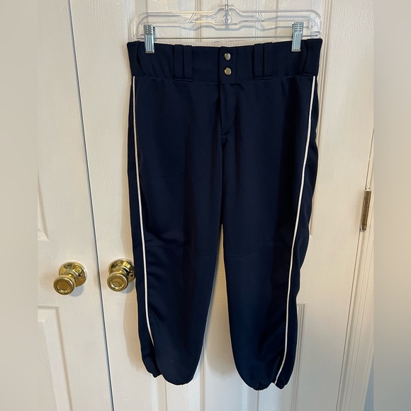 Teamwork Athletic Apparel Womens‎ 28-30 Navy White Striped Softball Pants - Picture 1 of 4